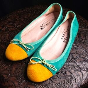 Paul Mayer 'Attitudes' Ballet Flats in Aqua & Goldenrod - Women's size 6.5 B
